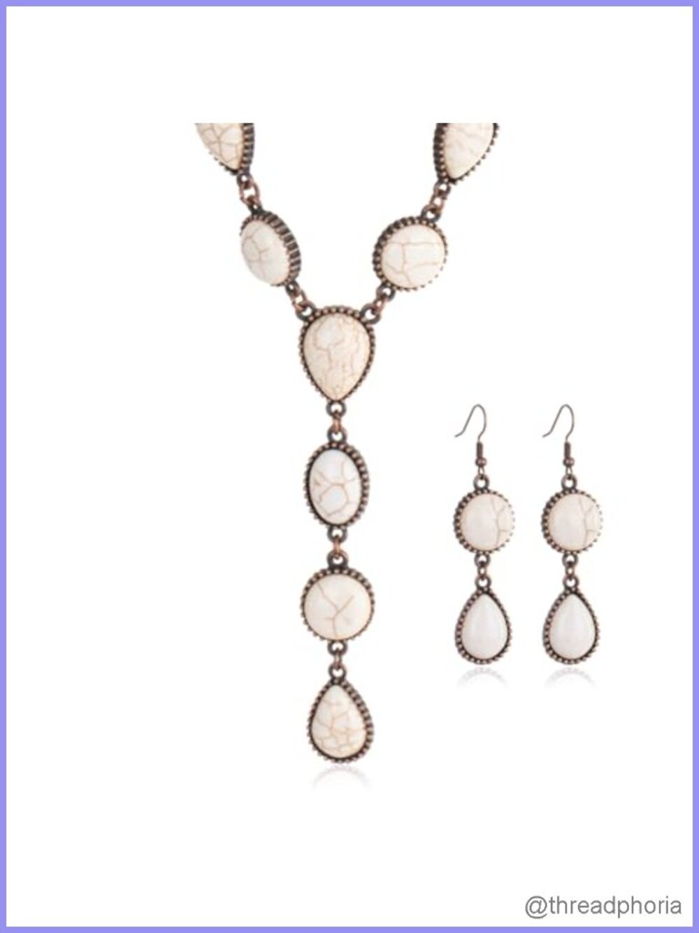 Western Turquoise Necklace and Earrings Set Jewelry for Women Alloy